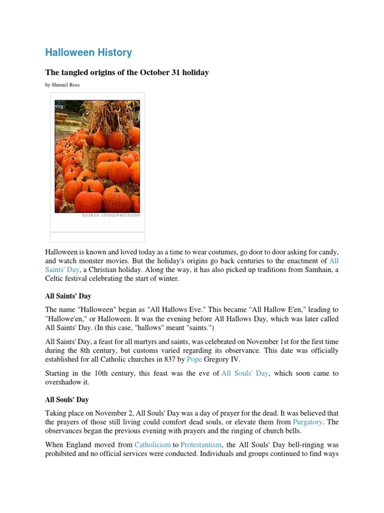 Halloween History PDF Halloween Observances Honoring The Dead
