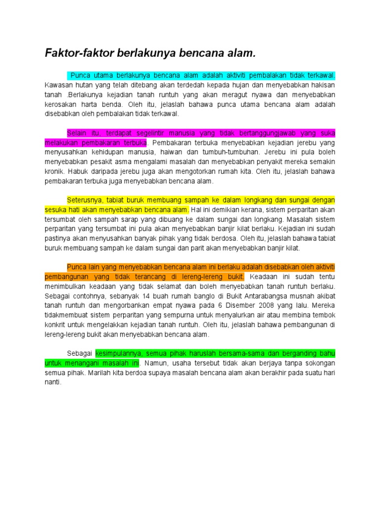 Faktor Faktor Berlakunya Bencana Alam Pdf