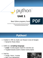 Unit 1: Basic Python Programs, Functions
