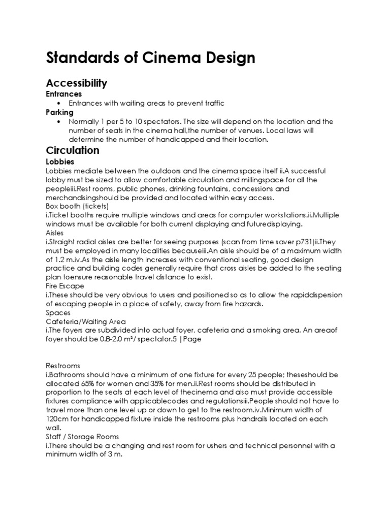 Cinema Design Standards and Accessibility | PDF | Home & Garden