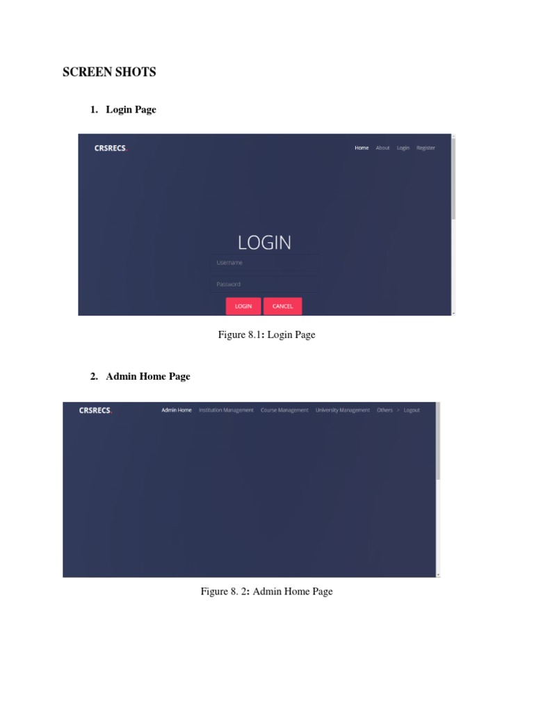 Screen Shots: 1. Login Page | PDF