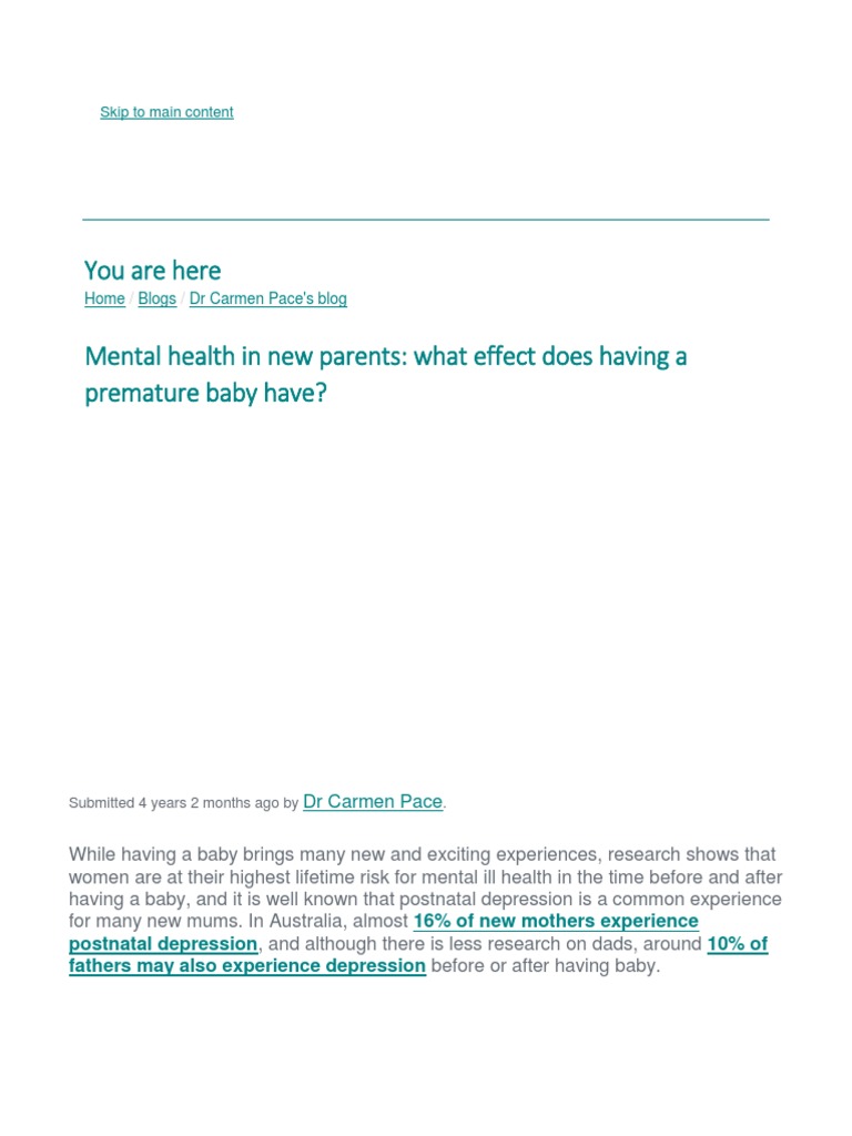 Mental Health of Parents with Preterm Babies | PDF | Preterm Birth ...