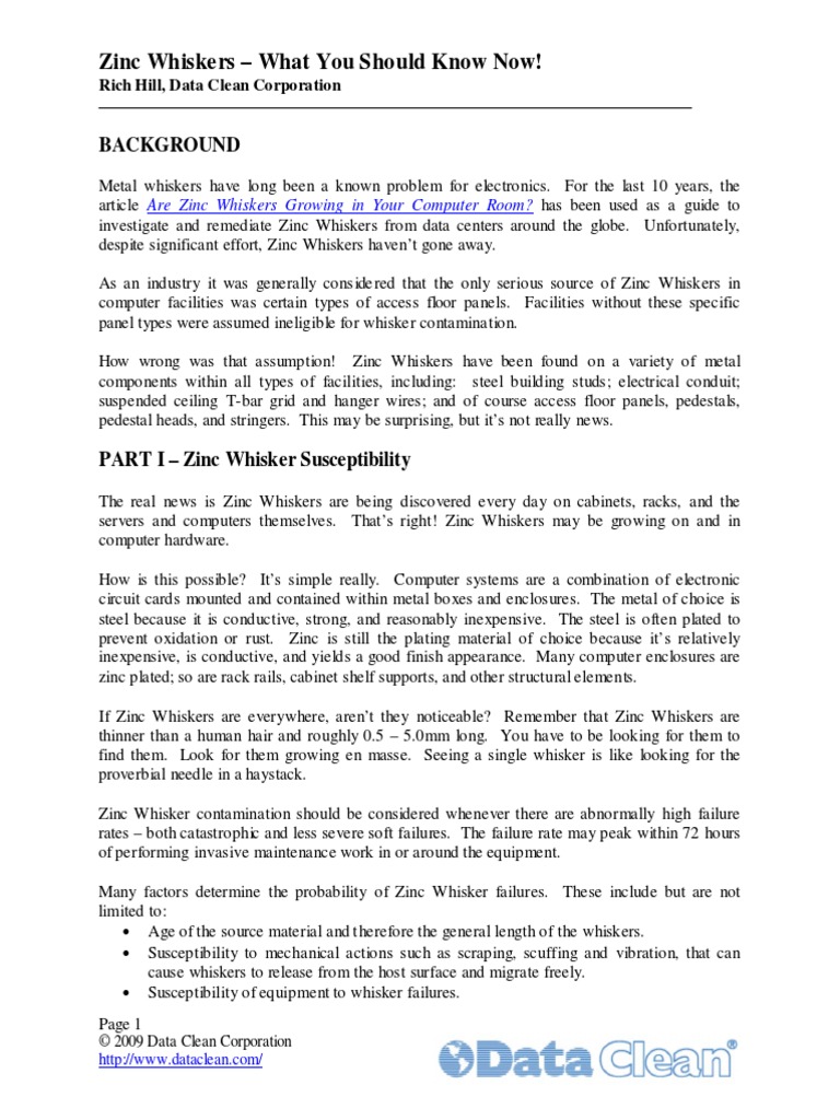 Zinc Whiskers What You Should Know Now | PDF | Data Center | Zinc