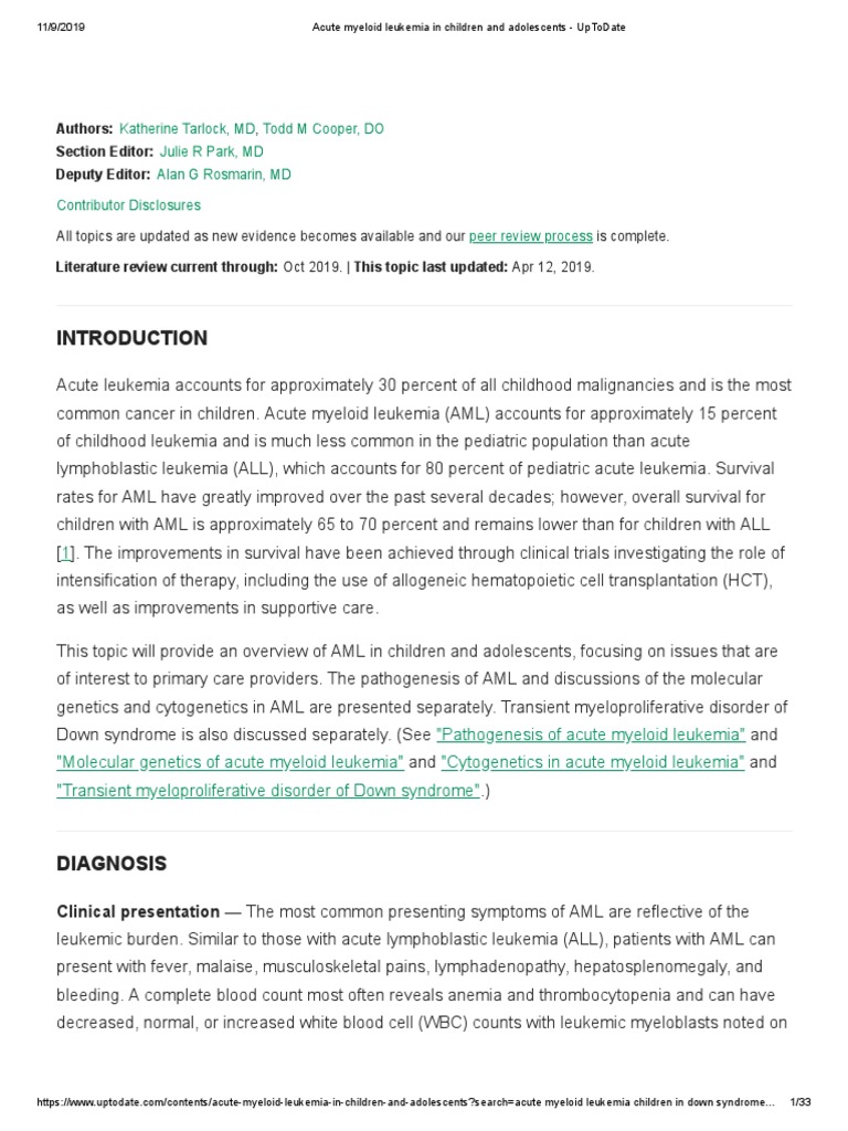 Acute Myeloid Leukemia in Children | PDF | Leukemia | Clinical Medicine