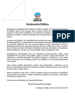 Declaracion Frente Amplio de Chile Por Golpe de Estado en Bolivia