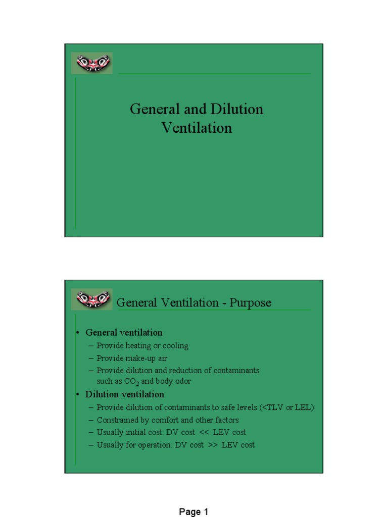 General and Dilution Ventilation PDF PDF Ventilation (Architecture