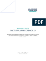 Matrícula Unificada 2019: Manual de Proceso
