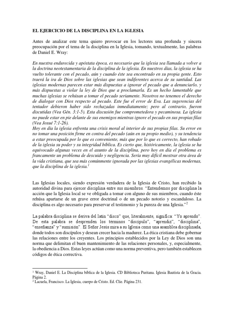 Disciplina en la Iglesia Cristiana | PDF | Pecado | Iglesia Católica