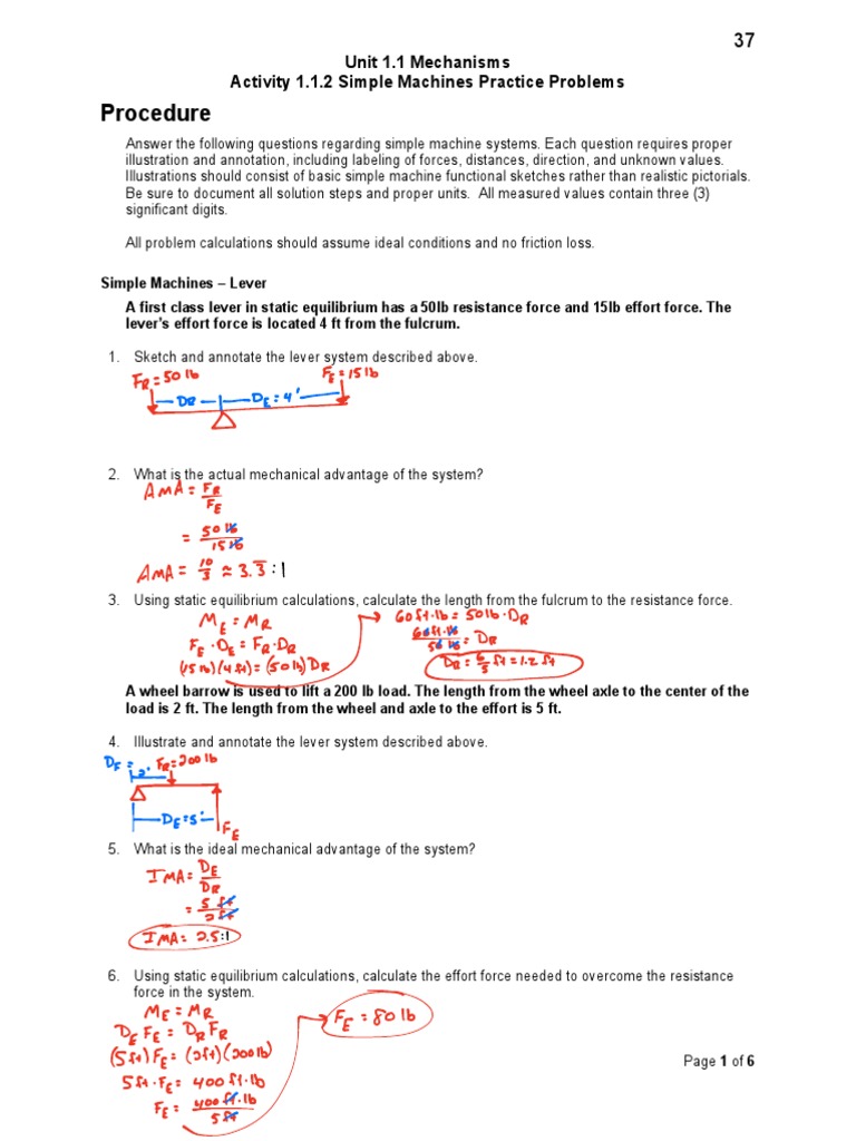 Activity 1 1 2 simple machines practice problems answer key essay 08 picture