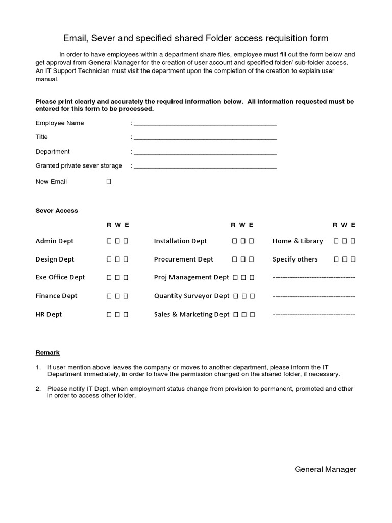 Sever Access Request Form | PDF | Computing | Software