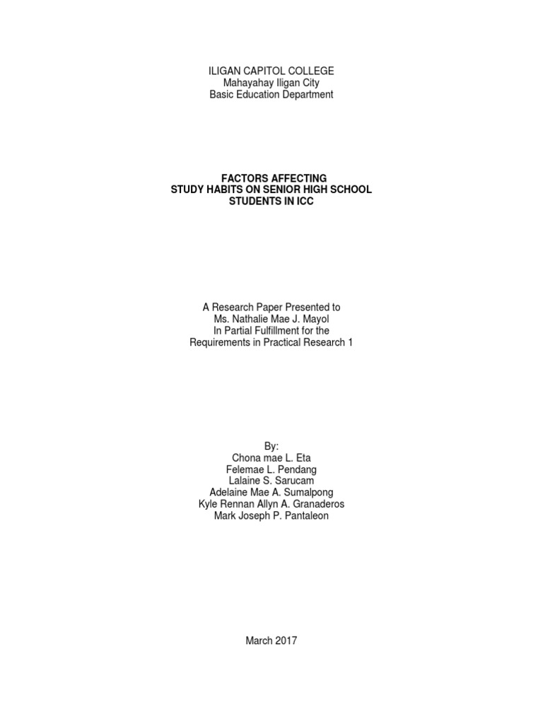 Study Habits in Senior High School | PDF