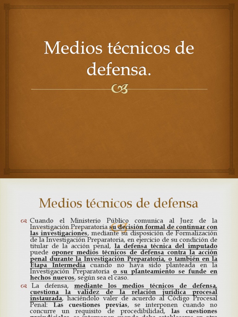 Medios Tecnicos de Defensa | PDF | Ley procesal | Derecho penal