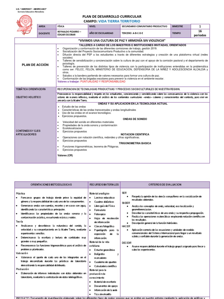 Plan Curricular de Física para Secundaria | PDF | Vector Euclidiano ...