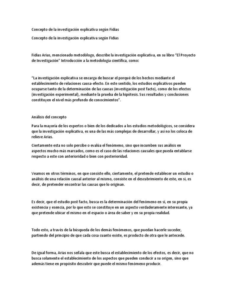 Definición de Investigación Explicativa | PDF | Concepto | Método ...