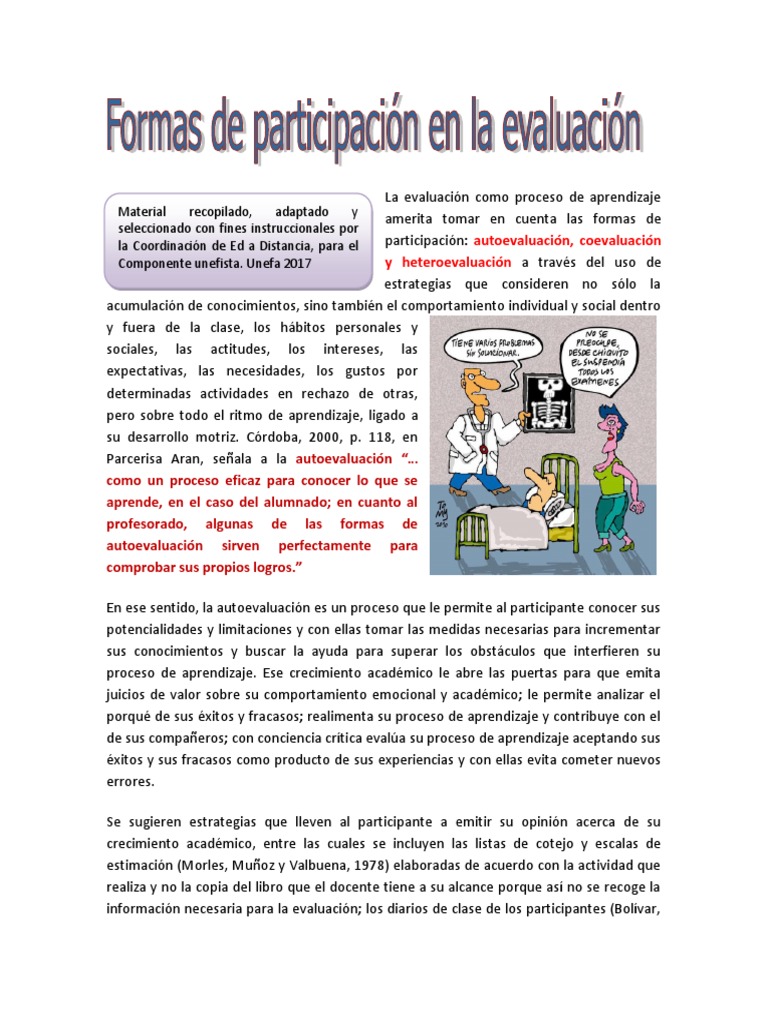 Formas de Participación en Evaluación | PDF | Evaluación | Aprendizaje