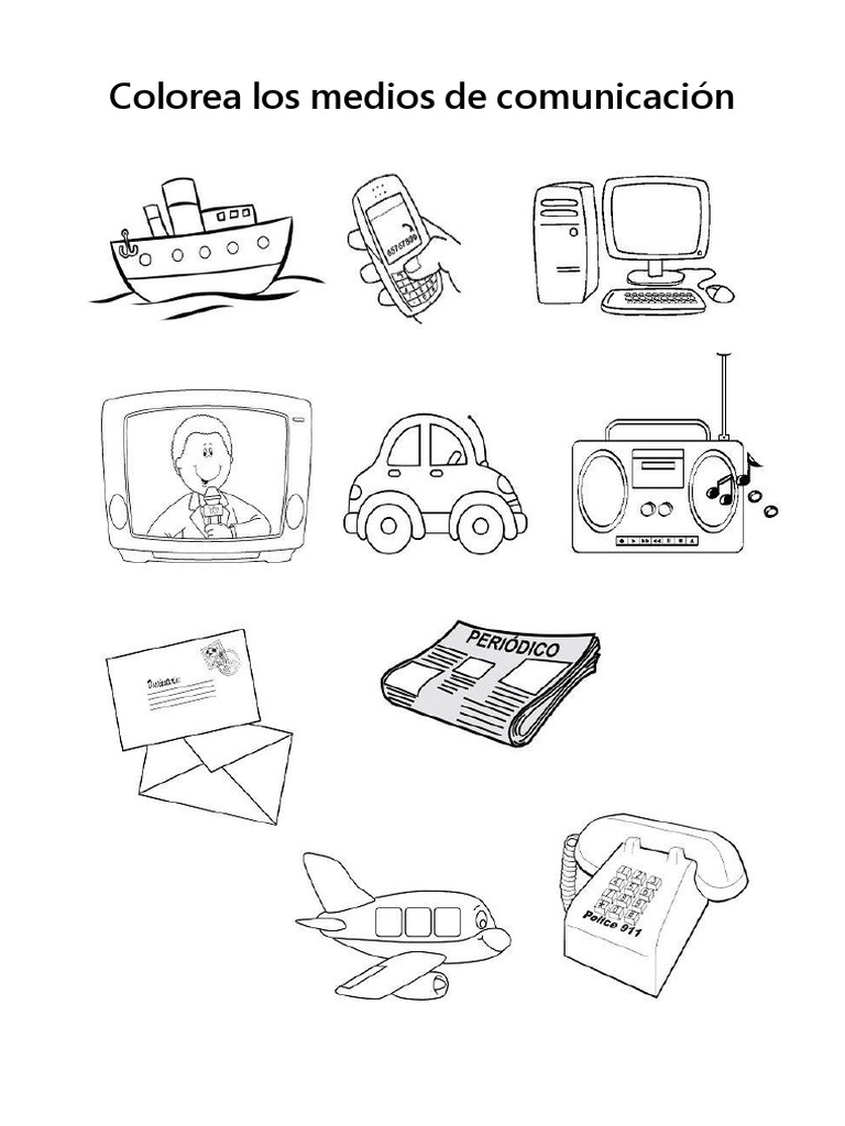 Colorea Los Medios de Comunicación PDF