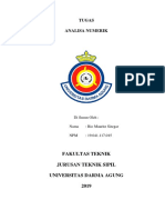 Tugas Analisa Numerik: Fakultas Teknik Jurusan Teknik Sipil Universitas Darma Agung 2019