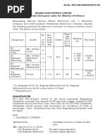 Ad No: 383/HR/ES&SW/2019-20 Date: 08.11.2019 Bharat Electronics Limited (A Govt of India Enterprise Under The Ministry of Defence)