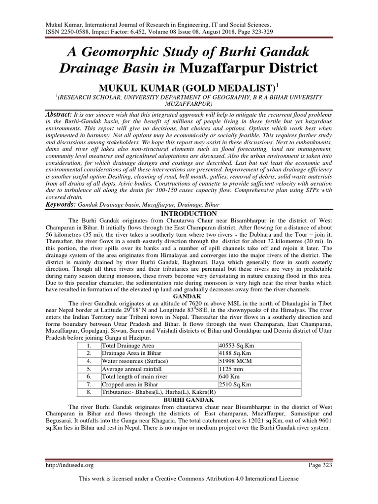 Burhi Gandak Basin Flood Mitigation Study | PDF | Drainage Basin | Flood