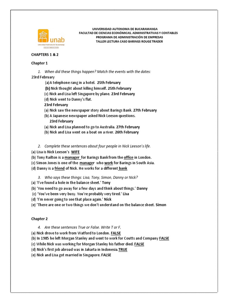 UAB Barings Bank Case Study PDF Business