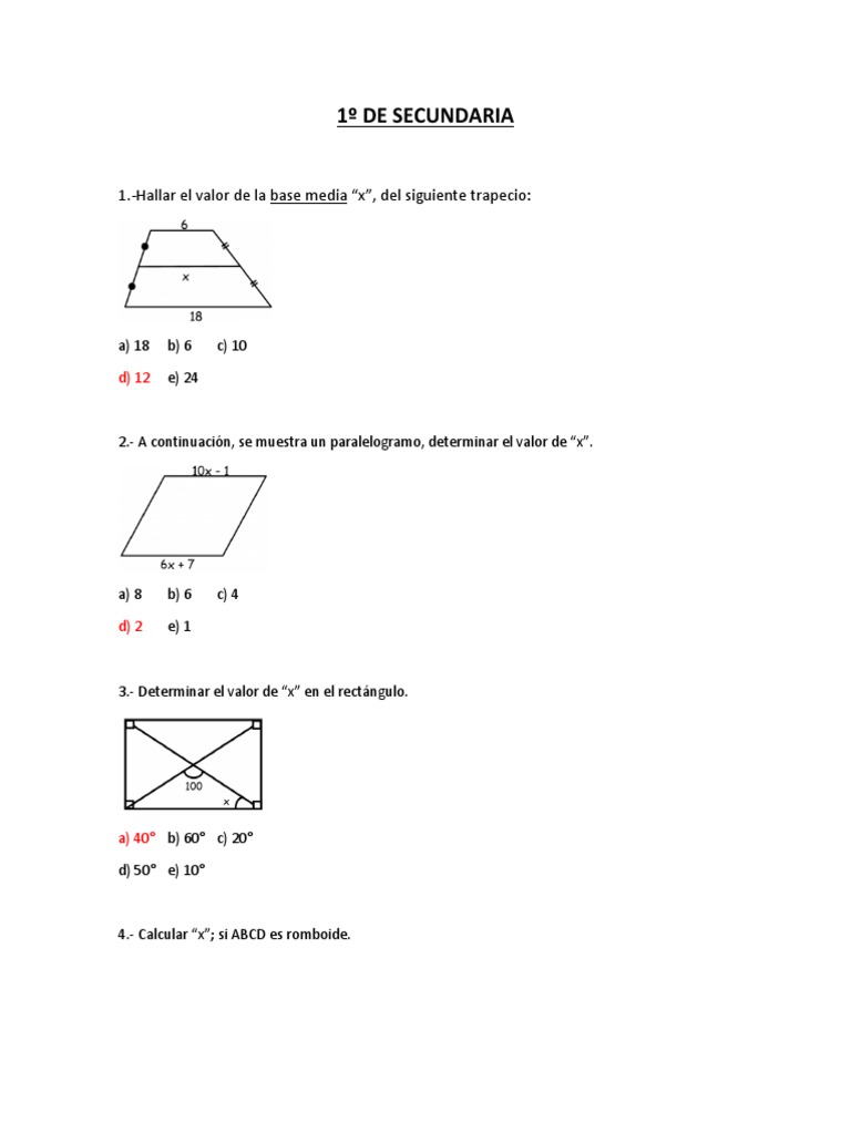 Ejercicios de Geometría para Secundaria | PDF | Ciencia y matemáticas ...