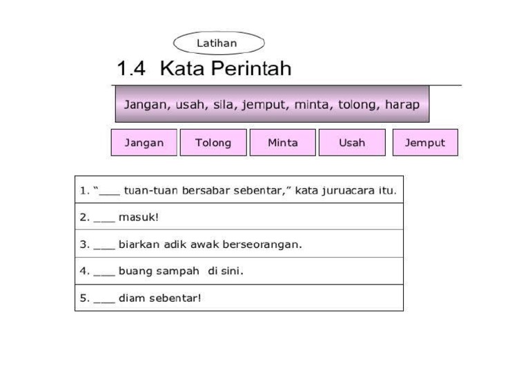 latihan ayat perintah tahun 1