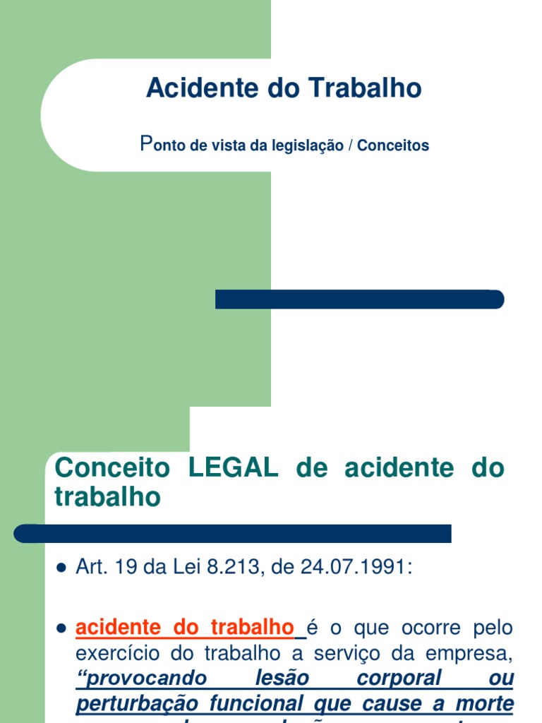 Conceito Legal de Acidente de Trabalho | PDF | Tratado | Direito Penal