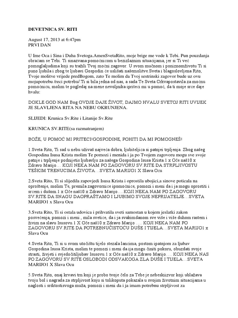 Molitva Sv. Rite | PDF