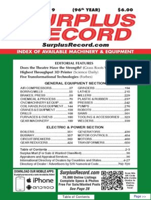December 19 Surplus Record Machinery Equipment Directory Numerical Control Machines