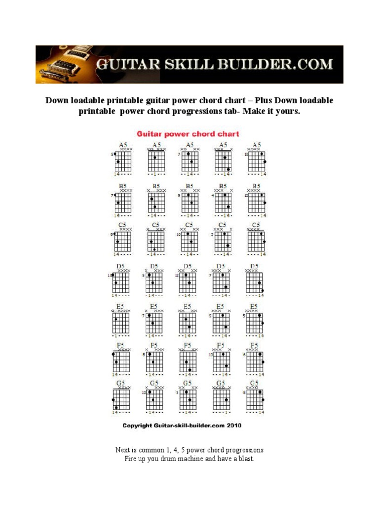 Downloadable Printable Power Chord Chart PDF | PDF