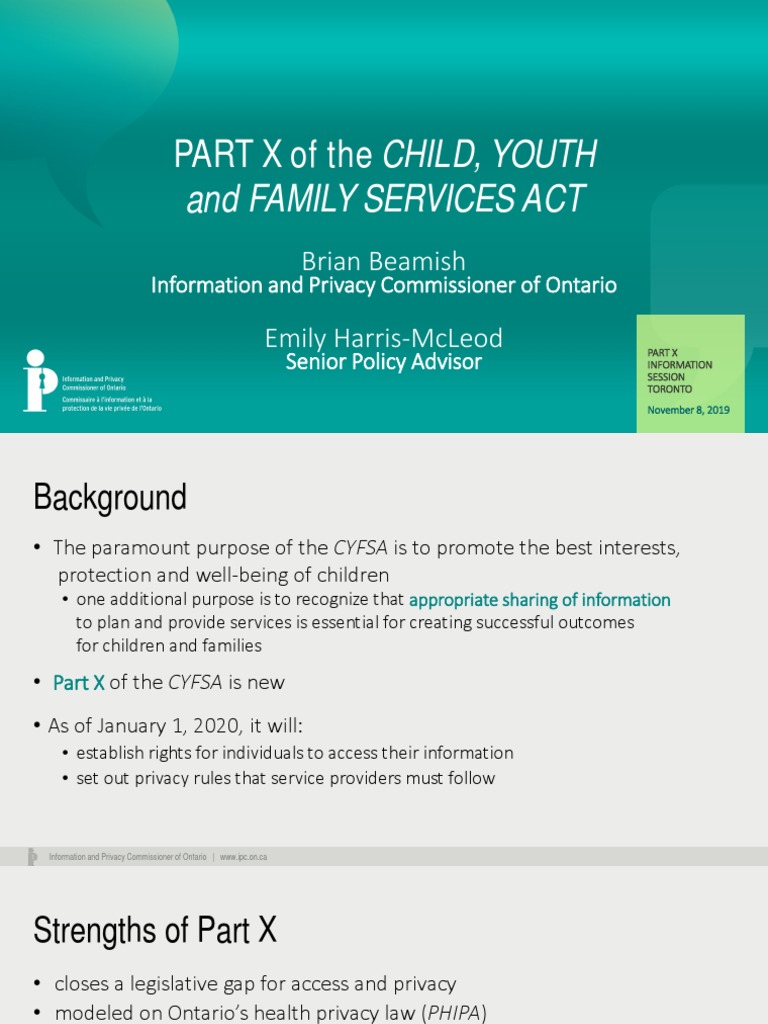 Overview of Part X CYFSA Regulations | PDF | Privacy | Child Custody