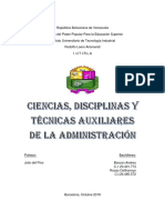 Ciencias, Disiplinas y Tecnicas Auxiliares de La Administracion