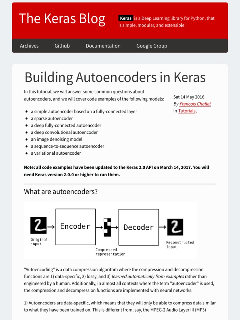 Building Autoencoders in Keras PDF | PDF | Data Compression ...