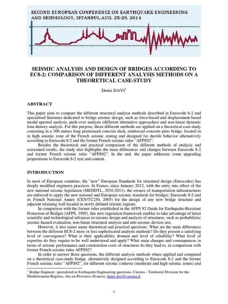 Seismic Analysis and Design of Bridges According To Ec8-2: Comparison ...