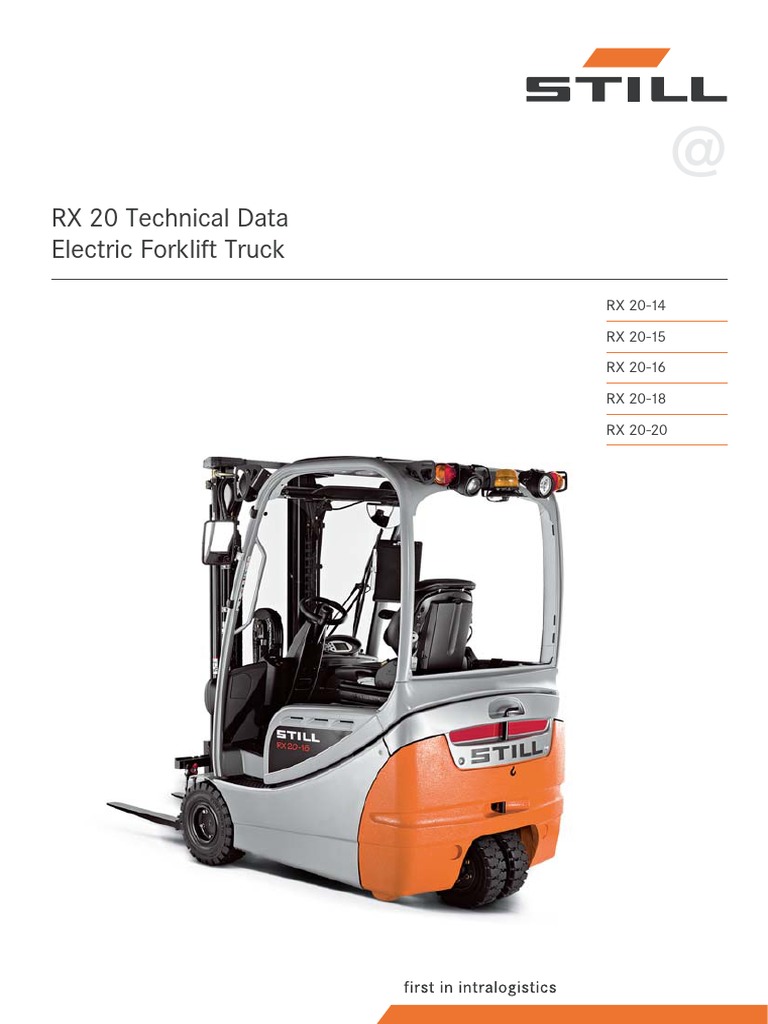 RX 20 Electric Forklift Specifications | PDF | Engines | Axle