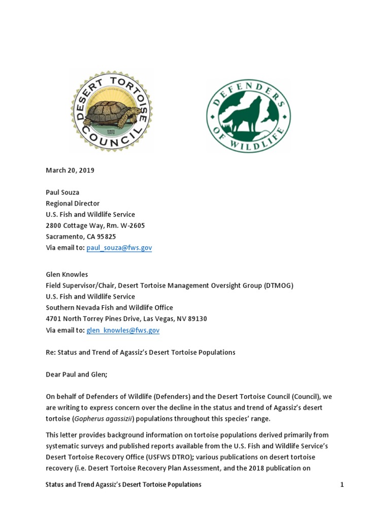 Agassiz's Desert Tortoise Population Trends | PDF | Endangered Species ...