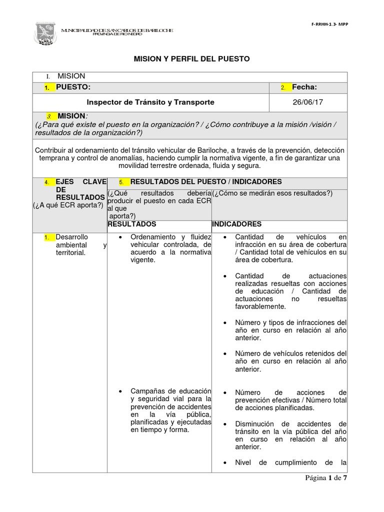 Perfil Inspector Transito Transporte | PDF | Licencia de conducir ...