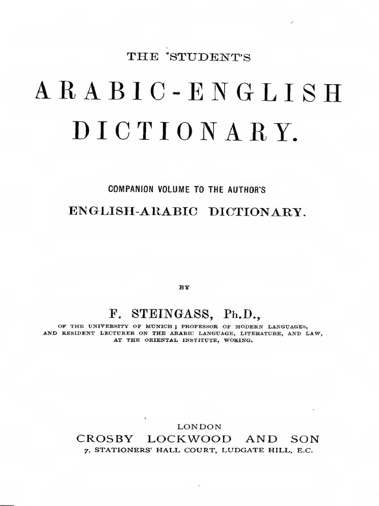 The Student's ArabicEnglish Dictionary F. Steingass PDF PDF