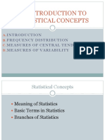 Ix. Introduction To Statistical Concepts: Frequency Distribution Measures of Central Tendency Measures of Variability
