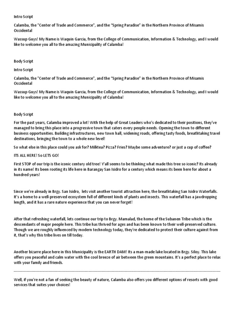 Vlog Script PDF Menu Meal