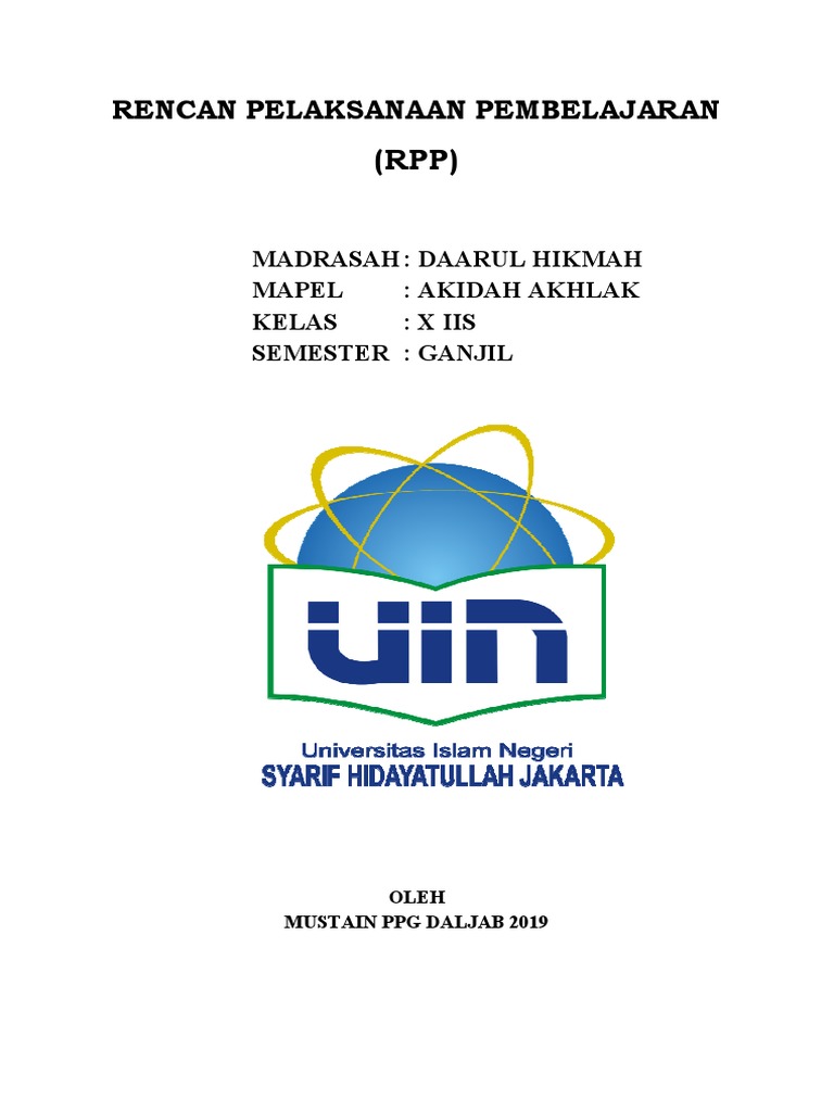 Rpp Induk Induk Akhlak Terpuji 30110599185001mustain