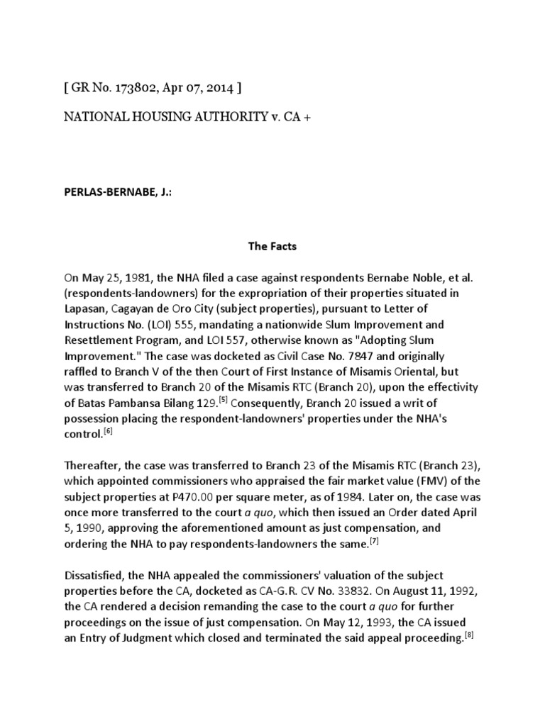 National Housing Authority v. CA PDF Judgment (Law) Judiciaries