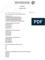 Bethany Baptist Academy: Music (JHLC) (2nd Quarter Exam)