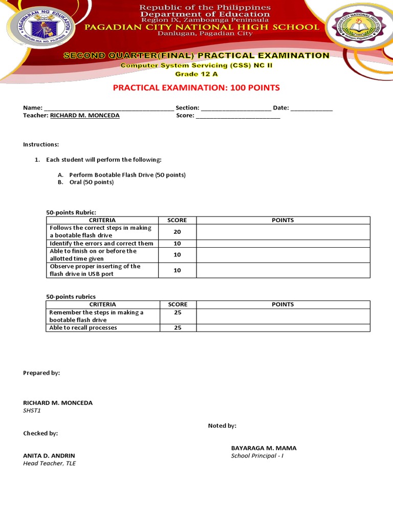 Practical Examination: 100 Points: Shst1 | PDF