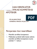 Pelatihan Verifikator Resertifikasi Kompetensi Apoteker: PD Iai Jawa Timur Surabaya, Minggu 30 Juli 2017
