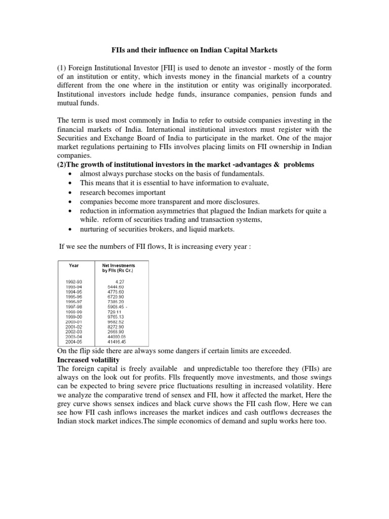 Fiis and Their Influence On Indian Capital Markets | PDF | Securities ...