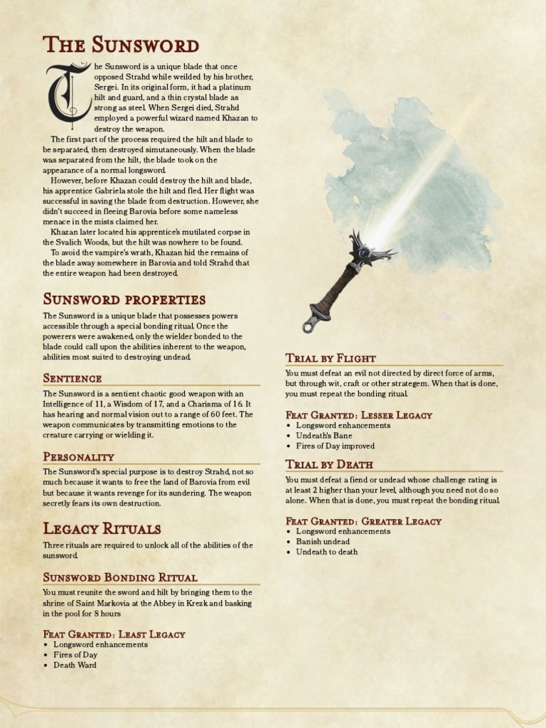 Legacy Sunsword 5e