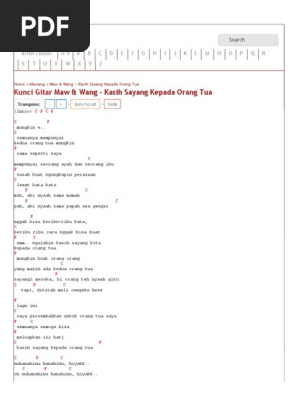 Kunci Gitar Maw Wang Kasih Sayang Kepada Orang Tua Chord Dasar Mudah Pdf