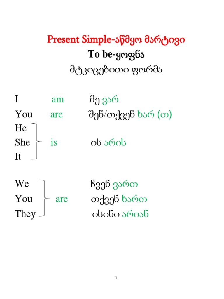 To be ზმნა | PDF