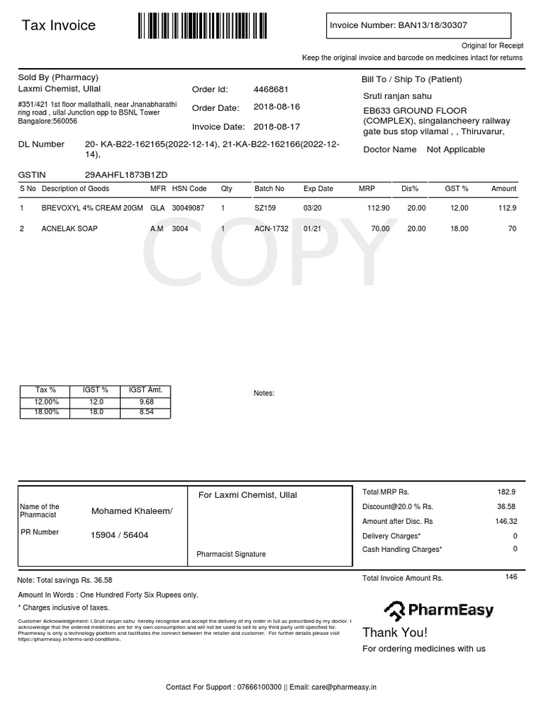 Tax Invoice Thank You! Invoice Business